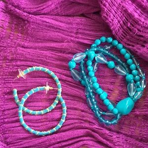 Light Blue Hoops + Funky Bracelet = Perfect Pair!